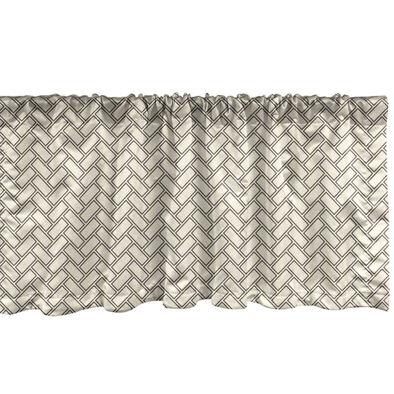 Ambesonne Herringbone Window Valance, Minimalist Rectangles, 54" X 12", Eggshell Dark Rosewood