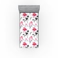 thumbnail image 1 of Ambesonne Hibiscus Fitted Sheet, Spring Asian Flowers Dream, Twin Size, Magenta and Purpleblue, 1 of 5