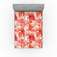 thumbnail image 1 of Ambesonne Hibiscus Fitted Sheet, Watercolor Floral Print, Full Size, Dark Coral Coral White, 1 of 5