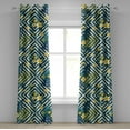 thumbnail image 1 of Ambesonne Hibiscus Grommet Curtain, Geometric Flowers Exotics, 50"x120", Mustard Teal Fern Green, 1 of 1