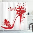 thumbnail image 1 of Ambesonne High Heels Shower Curtain, Shoe Butterflies Flowers, 69"Wx75"L, Dark Coral Scarlet White, 1 of 4