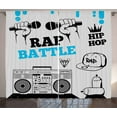 thumbnail image 1 of Ambesonne Hip Hop Curtains 2 Panel Set, Freestyle Rap Duel, 108" x 84", Azure Blue Pale Grey, 1 of 3