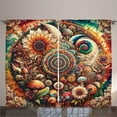 thumbnail image 1 of Ambesonne Hippie Curtains 2 Panel Set, Psychedelic Floral Huddle, 108" x 96", Vermilion Teal Beige, 1 of 2
