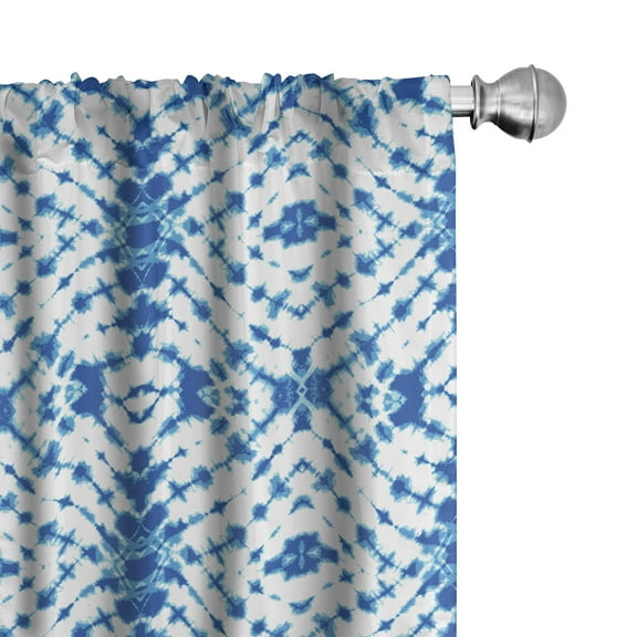Ambesonne Hippie Curtains, Grunge Motif, Pair of 28"x63", Navy Blue and White