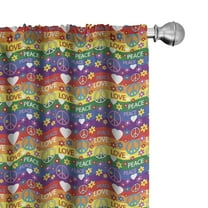 Ambesonne Hippie Curtains, Heart Peace, Pair of 28"x63", Multicolor