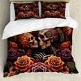 thumbnail image 1 of Ambesonne Hippie Duvet Cover Set, Mystic Rose Flowers Print, King, Vermilion Dark Magenta, 1 of 5