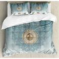 thumbnail image 1 of Ambesonne Hippie Duvet Cover Set, Totems Bohemian Sun Cats, Queen, Pale Grey and Teal, 1 of 3