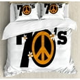 thumbnail image 1 of Ambesonne Hippie Duvet Cover Sets, 70's Peace Daisies, 2-Queen, Black Marigold White, 1 of 7