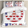 thumbnail image 1 of Ambesonne Hippie Duvet Cover Sets, 70s Peace Sign American, 2-Queen, Violet Blue White, 1 of 7
