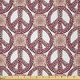 thumbnail image 1 of Ambesonne Hippie Fabric by the Yard Microfiber, Pastel Floral Peace Garland, 5 Yards, Maroon Peach Coral, 1 of 2