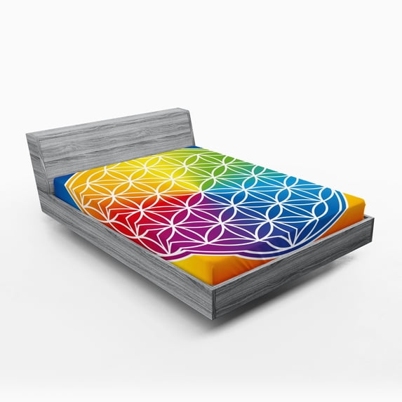 Ambesonne Hippie Fitted Sheet, Peace Flower Youth, Queen Size, Multicolor