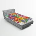 thumbnail image 1 of Ambesonne Hippie Fitted Sheet, Peace Love Pacifism, Twin XL Size, Multicolor, 1 of 2