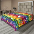 thumbnail image 1 of Ambesonne Hippie Flat Sheet, Heart Peace, Queen Size, Multicolor, 1 of 1