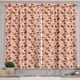 thumbnail image 1 of Ambesonne Hippie Kitchen Curtains, Colorful Feathers Silhouette, 55"x45", Pale Maroon and Dark Yellow, 1 of 1