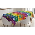 thumbnail image 1 of Ambesonne Hippie Tablecloth Rectangular Table Cover, Heart Peace, 60"x90", Multicolor, 1 of 4