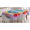 thumbnail image 1 of Ambesonne Hippie Tablecloth Rectangular Table Cover, Peace Love Tie Dye Effect, 60"x84", Multicolor, 1 of 4