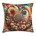 thumbnail image 1 of Ambesonne Hippie Throw Pillow Cushion Cover, Psychedelic Floral Huddle, 20" X 20", Vermilion Teal Beige, 1 of 2