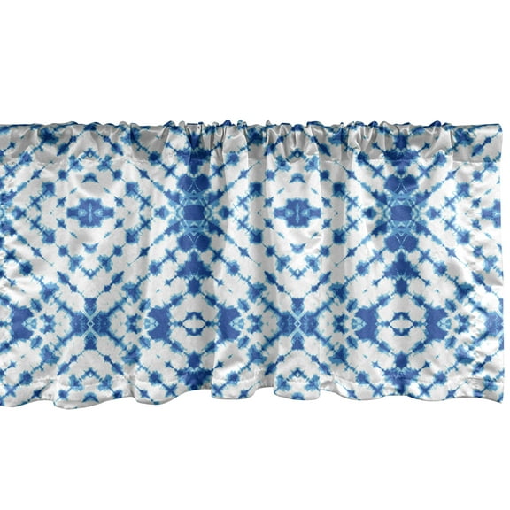 Ambesonne Hippie Window Valance, Grunge Motif, 54" X 18", Navy Blue and White
