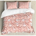 thumbnail image 1 of Ambesonne Hippo Duvet Cover Sets, Hippo Pattern, 2-Queen, White Coral Red, 1 of 7