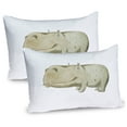 thumbnail image 1 of Ambesonne Hippo Pillow Sham 2 Pack, Watercolor Style, 30"x20", Pale Sage Green Sepia, 1 of 3