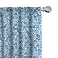thumbnail image 1 of Ambesonne Hipster 4-Panel Curtains, Rural Valley Flowers Image, 56"x63", Cobalt Blue and White, 1 of 1