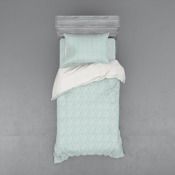 Ambesonne Hipster Bedding Set 3 Pcs, Cheerful Nature, Twin XL, Pale Blue and Beige