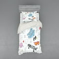 thumbnail image 1 of Ambesonne Hipster Bedding Set 3 Pcs, Drawings on a Notebook, Twin XL, Black Pale Blue Ginger, 1 of 3
