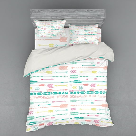 Ambesonne Hipster Bedding Set 4 Pcs, Pastel Boho Art, Queen, Multicolor