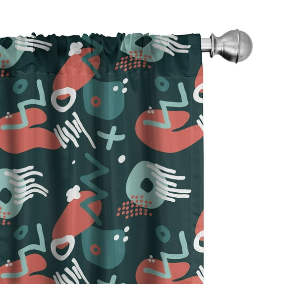 Ambesonne Hipster Curtains, Hipster Shapes, Pair of 28"x84", Multicolor