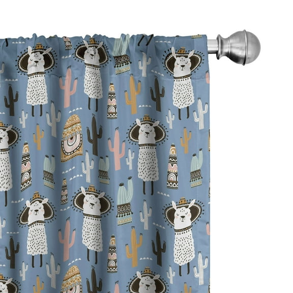 Ambesonne Hipster Curtains, Tribal Llama, Pair of 28"x95", Multicolor
