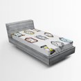 thumbnail image 1 of Ambesonne Hipster Fitted Sheet, Hand Drawn Vintage Clock, Twin Size, White and Black, 1 of 2