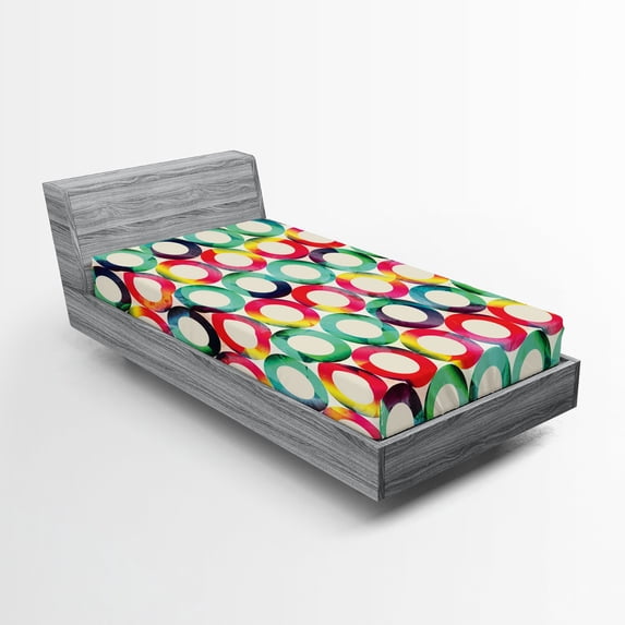 Ambesonne Hipster Fitted Sheet, Retro Spots, Twin Size, Multicolor