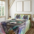 thumbnail image 1 of Ambesonne Hipster Fitted & Top Sheet Set with Shams, Colored Wild Bear Art, Lime Green Purple, 1 of 4