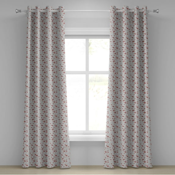 Ambesonne Hipster Grommet Curtain, Make up Fashion Design, 50" x 108", Red Grey