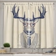 thumbnail image 1 of Ambesonne Hipster Kitchen Curtains, Humanized Manly Deer Art, 55"x45", Indigo Champagne, 1 of 1