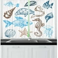 thumbnail image 1 of Ambesonne Hipster Kitchen Curtains, Underwater Marine Life, 55"x45", Dark Blue Cocoa, 1 of 1