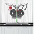thumbnail image 1 of Ambesonne Hipster Kitchen Curtains, Womanizer Deer in Suit Art, 55"x45", Grey Pale Taupe, 1 of 1