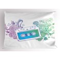 thumbnail image 1 of Ambesonne Hipster Pillow Sham, Audio Cassette Tape, 36" X 20", Blue Mint Purple, 1 of 2