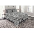 thumbnail image 1 of Ambesonne Hipster Quilted Bedspread Set 3 Pcs, Aboriginal Monochrome Forms, Queen Size, Black White, 1 of 3