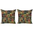 thumbnail image 1 of Ambesonne Hipster Throw Pillow Cover 2 Pack, Leaves and Hearts, 24", Multicolor, 1 of 2