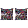 thumbnail image 1 of Ambesonne Hipster Throw Pillow Cover 2 Pack, Music Theme Instruments, 20", Multicolor, 1 of 2