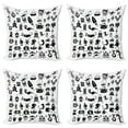 thumbnail image 1 of Ambesonne Hipster Throw Pillow Cover 4 Pack, Cartoon Doodle Space, 18", Black White, 1 of 7