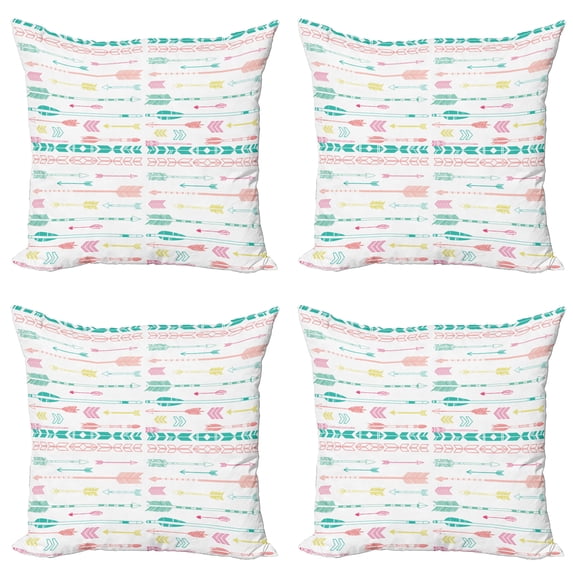 Ambesonne Hipster Throw Pillow Cover 4 Pack, Pastel Boho Art, 18", Multicolor
