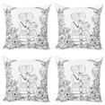 thumbnail image 1 of Ambesonne Hipster Throw Pillow Cover 4 Pack, Ponytailed Girlfriend, 24", Black White, 1 of 6