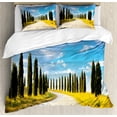 thumbnail image 1 of Ambesonne Historic Duvet Cover Set, Mediterranean Trees, King, Cream Green Blue, 1 of 3