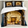 thumbnail image 1 of Ambesonne Historical Duvet Cover Sets, Old Moroccan Motif, 2-King, Beige Blue, 1 of 7