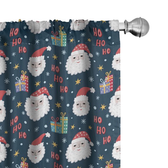 Ambesonne Ho Ho Ho Curtains, Santa with Fluffy Beard, Pair of 28"x63", Dark Violet Blue and Pink