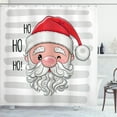 thumbnail image 1 of Ambesonne Ho Ho Ho Shower Curtain, Funny Santa Claus Stripes, 69"Wx75"L, Dark Pink Blush and Pale Grey, 1 of 4