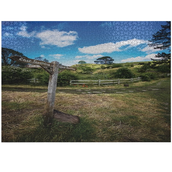Ambesonne Hobbits Jigsaw Puzzle Durable Cardboard, Hobbit Land East West, 1000 pcs, Green Brown