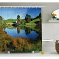 thumbnail image 1 of Ambesonne Hobbits Shower Curtain, Hobbit Land Village House, 69"Wx70"L, Green Blue, 1 of 3